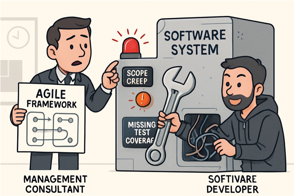 Management-Frameworks versus Software-Entwicklung Illustration