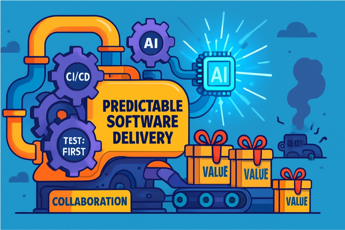 El motor de la entrega de software previsible — prácticas clave de ingeniería amplificadas por la IA