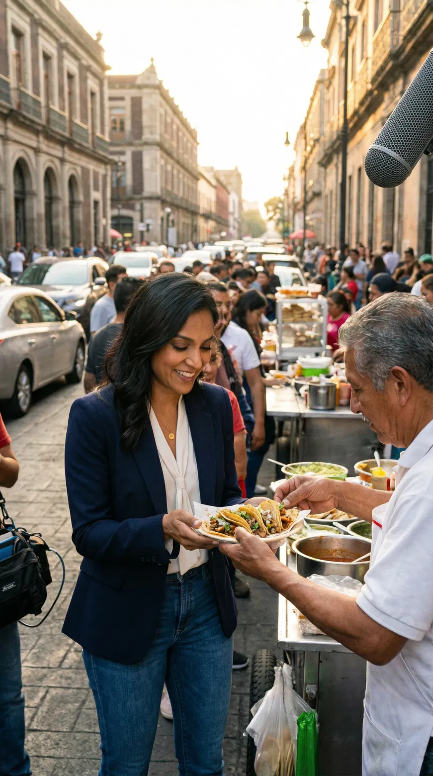 Valentina en puesto de tacos