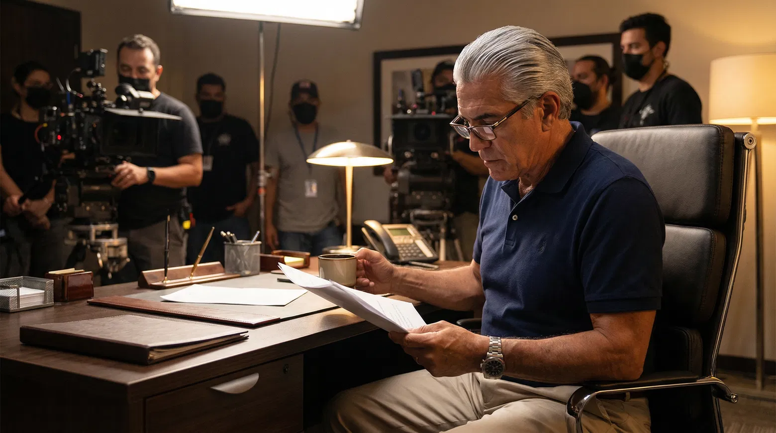 Don Rodrigo revisando guión