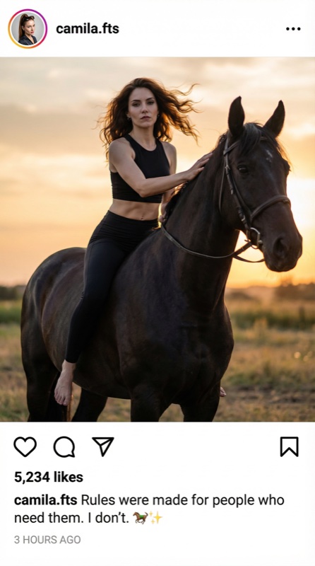Publicación de Instagram del personaje