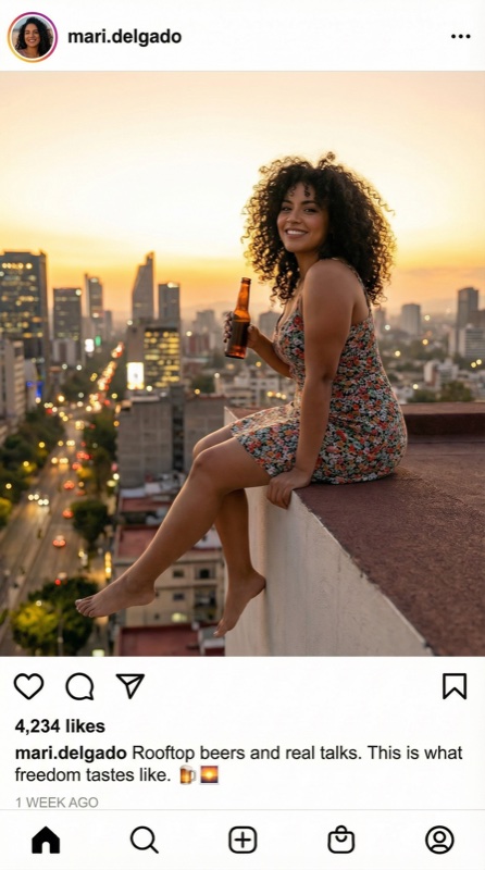Publicación de Instagram del personaje