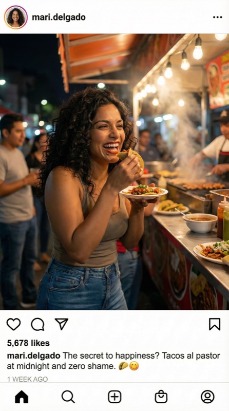 Publicación de Instagram del personaje