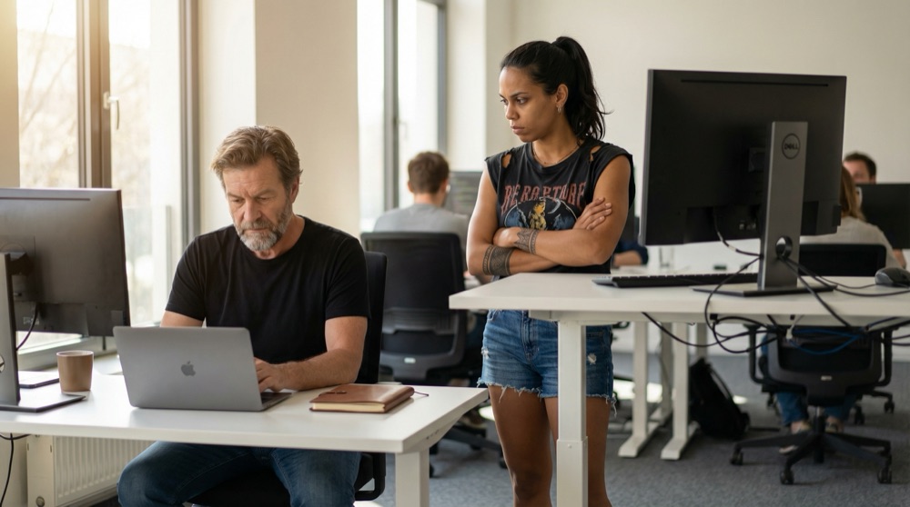 Mariana y Stefan en la planta de desarrollo durante la tarde del lunes