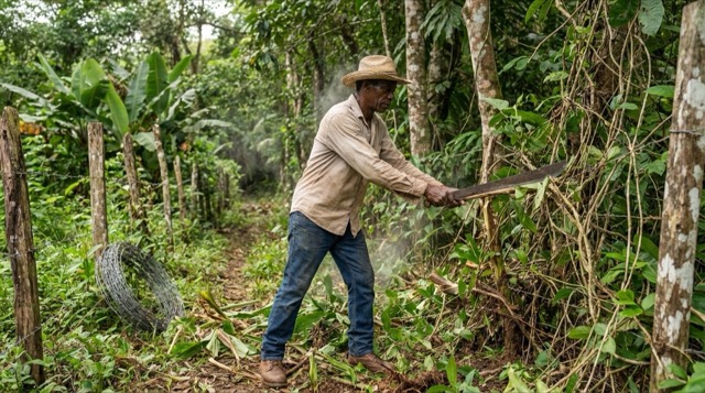 Esteban Morales en Panamá — una miniatura de personaje en 16:9 que muestra al cuidador silencioso de la finca bajo la luz tropical.